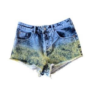 Topshop Moto Denim Dip Tie Dye Distressed Shorts Y2K Sz 28